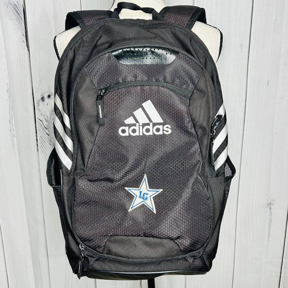 Adidas Black Solid Polyester Logo Medium Backpack… - image 1